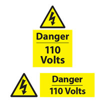 Danger 110 Volts Sign Danger 110 Volts Sign