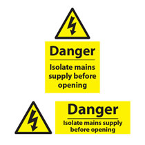 Danger Isolate Mains Sign Danger Isolate Mains Sign