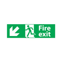 Fire Exit Sign Left Down Diagonal Direction Arrow Fire Exit Sign Left Down Diagonal Direction Arrow