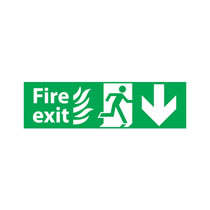Fire Escape Sign 'Flame Image' Down Arrow Fire Escape Sign 'Flame Image' Down Arrow