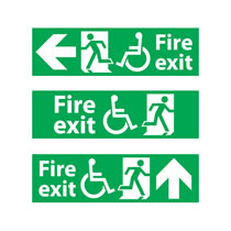 Fire Exit Sign Disabled with Direction Arrow Fire Exit Sign Disabled with Direction Arrow
