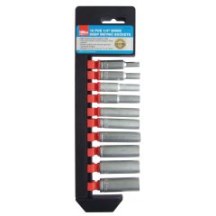 10pc 1/4" Drive Deep 6 Point Metric Socket Set