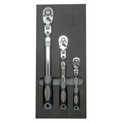 Extendable Lockable Flexi Head Ratchet Set 3 Piece