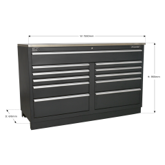 Premier™ Heavy-Duty Modular Floor Cabinet 11 Drawer 1550mm