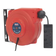 Cable Reel System Retractable 10m 2 x 230V Socket