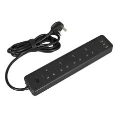 2.6m Extension Lead with USB Ports - Black