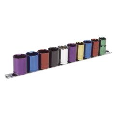 Coloured Socket Set 10pc 1/2”Sq Drive