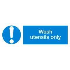 Wash Utensils Sign 600x200mm Plastic