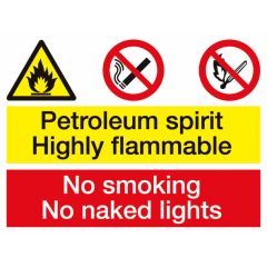Petroleum Spirit Sign 600x400mm Plastic