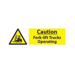 Caution Fork Lift - 600x200 S/A Vinyl