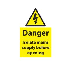 Danger Isolate Mains - 200x300 Vinyl