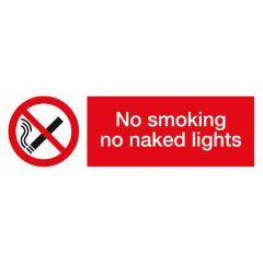 No Naked Lights Sign 600x200mm Plastic