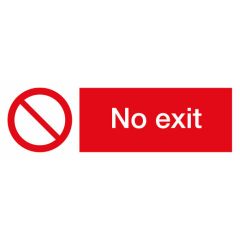 No Exit Sign 300x100mm Plastic