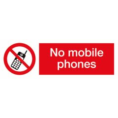No Mobile Phones Sign 300x100mm Plastic