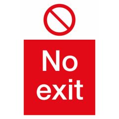No Exit Sign 200x300mm Plastic