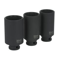3pc 1/2"sq Bi-Hex Impact Socket Set