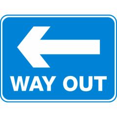 Way Out (Left) Sign 600x450mm 3mm ALU