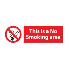 No Smoking Area Sign - 300x100mm Plastic