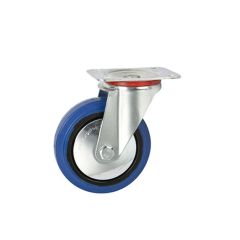 125mm Castor Wheels Blue Elastic Rubber