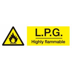LPG Flammable Sign 300x100mm Plastic