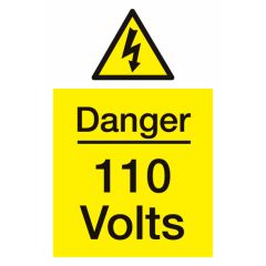 Danger 110v Volts Sign 200x300mm Plastic