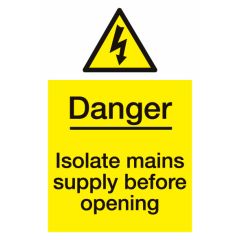 Isolate Mains Sign 200x300mm Vinyl