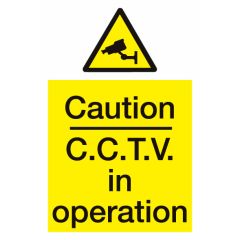 Caution CCTV Sign 200x300mm Vinyl