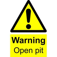 Warning Open Pit Sign 200x300mm Plastic