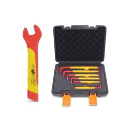 TBT3566 Insulated Open End Wrench 1000 Volt 10mm + TBT3568 6pc Hex Key Set Extra Long VDE Approved